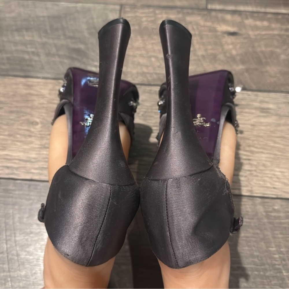 Authentic Prada luxury designer runway satin embellished platform heels sz 8 - Picture 15 of 16